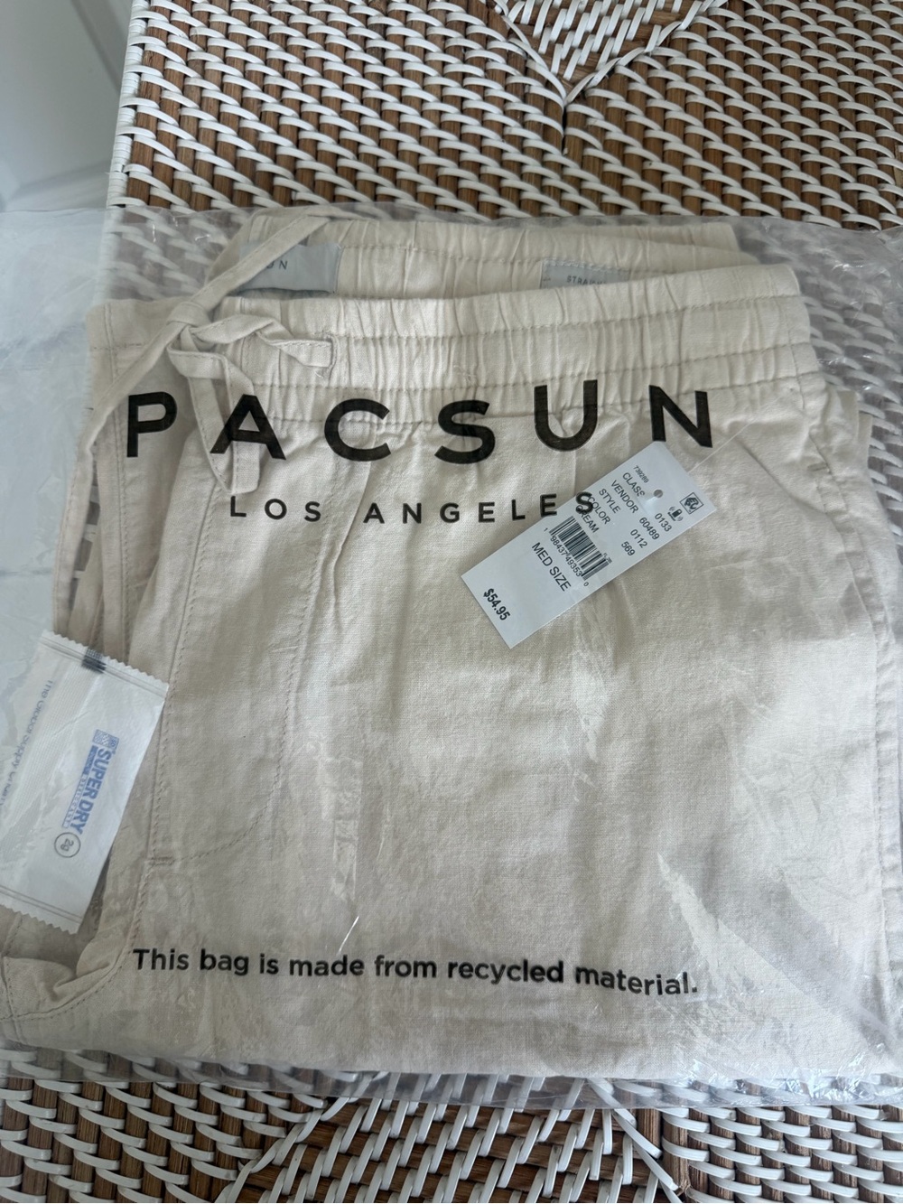 Cream Drawstring Linen Pants - Picture 2 of 5
